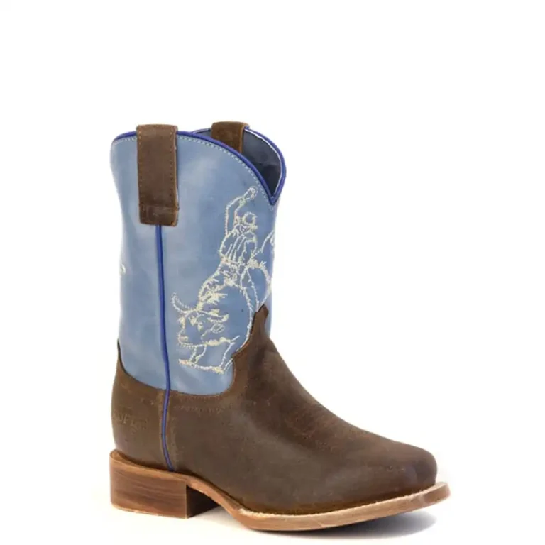 karman boy's western boot blue