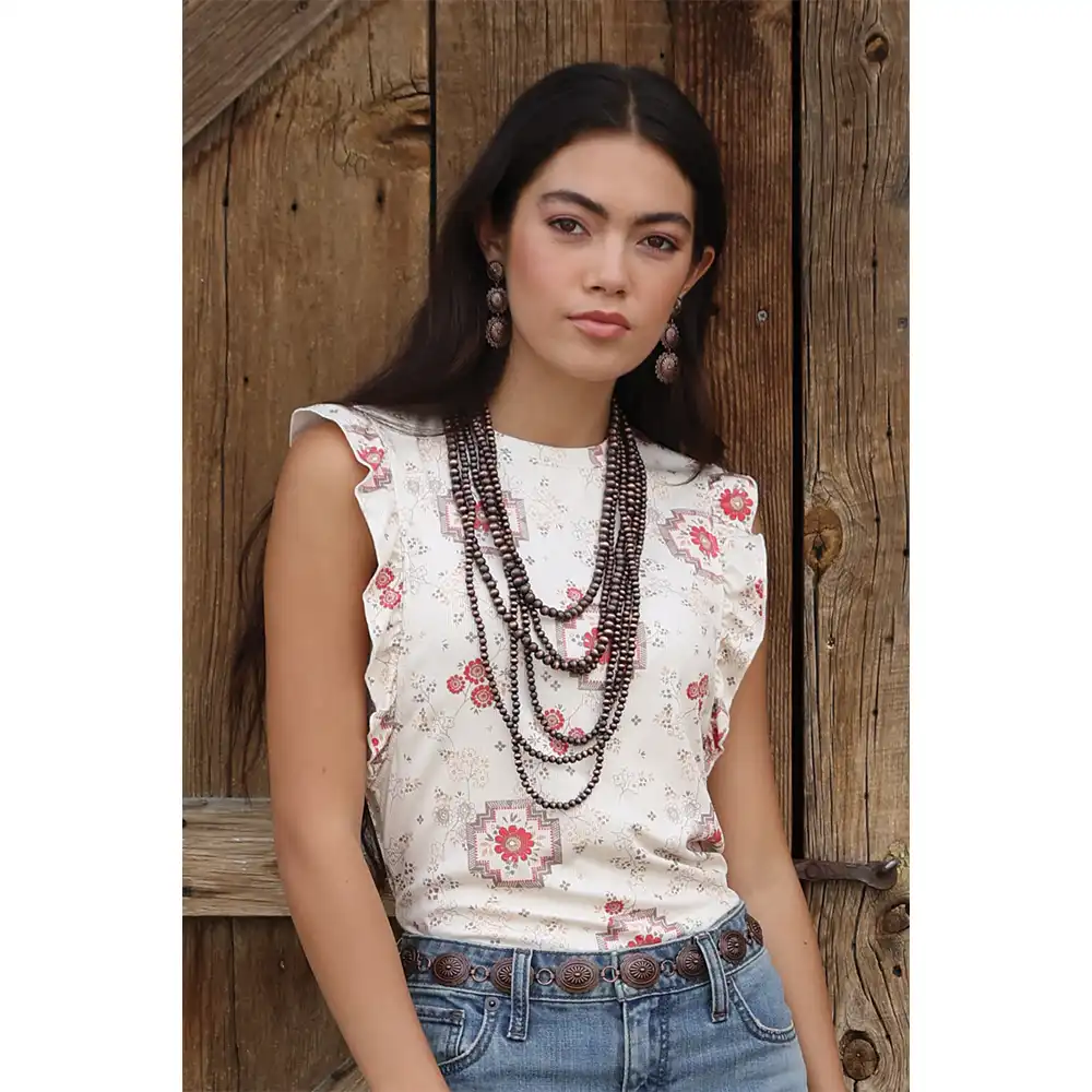 cruel denim ruffle top