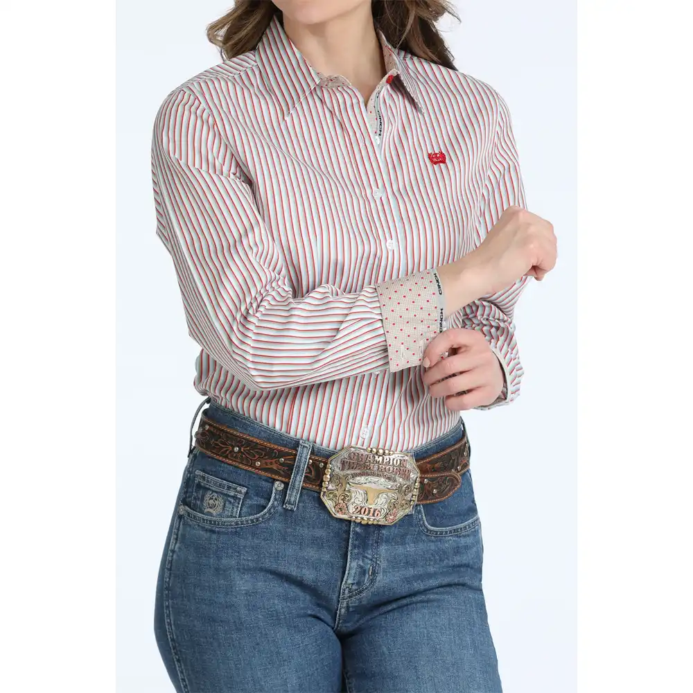 cinch women's long sleeve shirt red