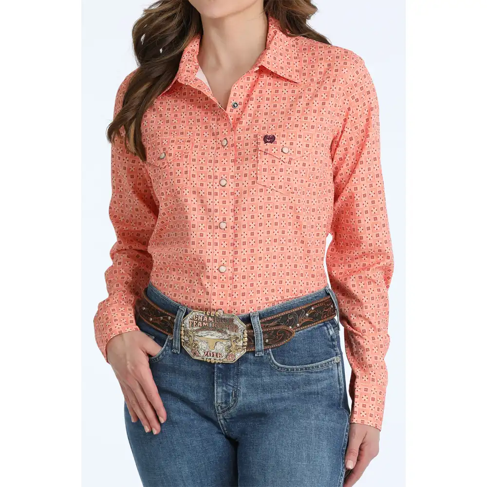 cinch women's long sleeve shirt coral