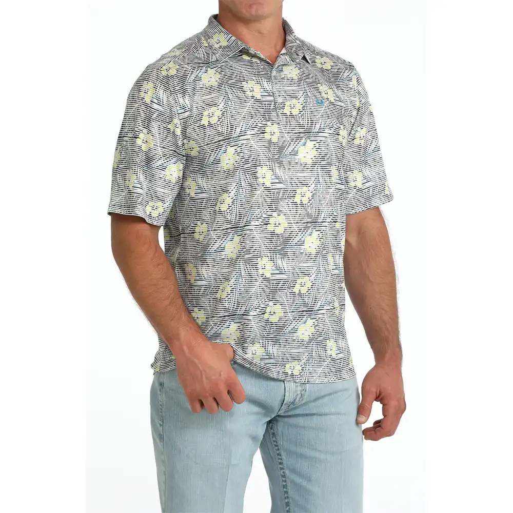 cinch men's short sleeve polo floral
