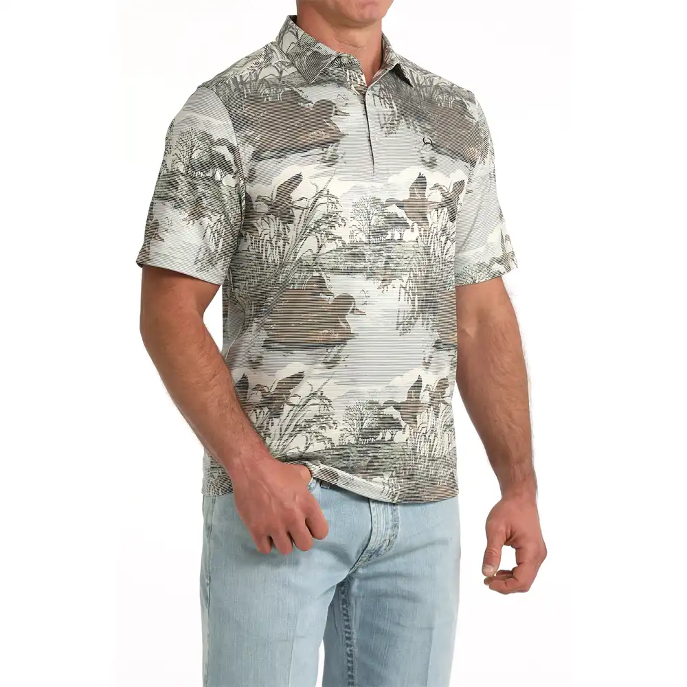 cinch men's short sleeve polo ducks