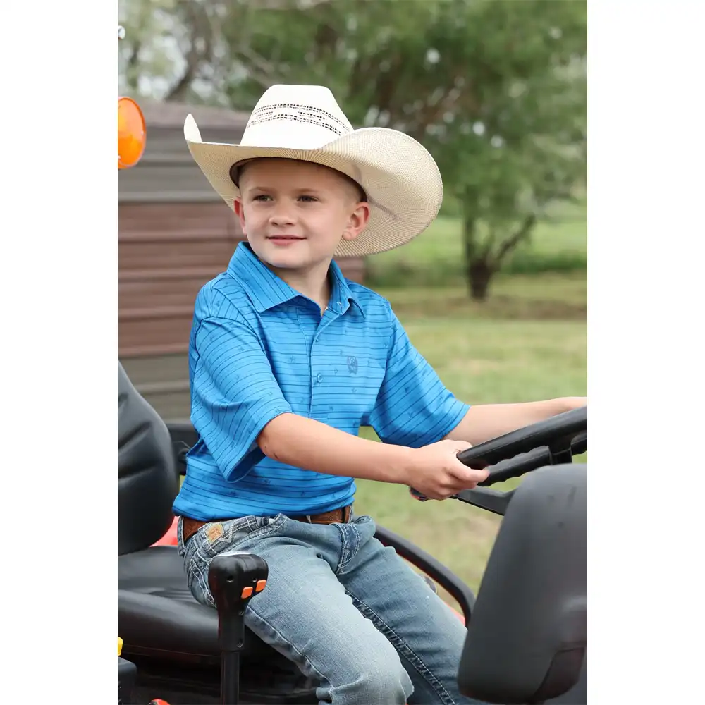 boy's polo blue bronc