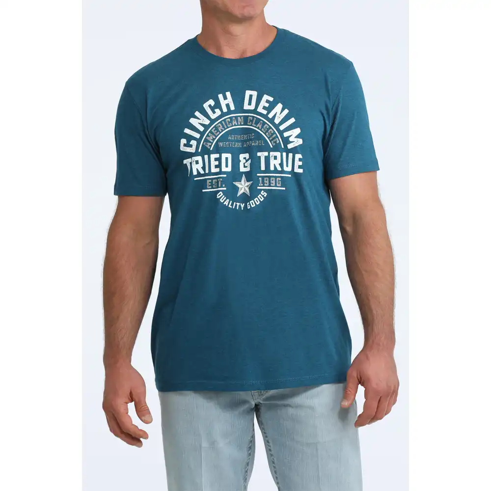 cinch men's tee shirt teal