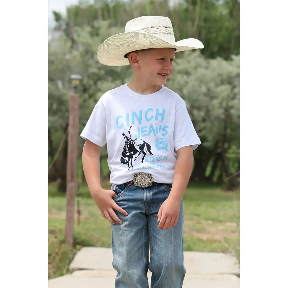 cinch boy's brand tee grey