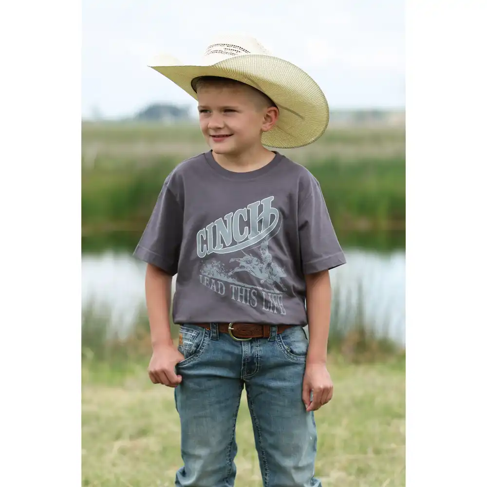cinch boy's tee shirt charcoal