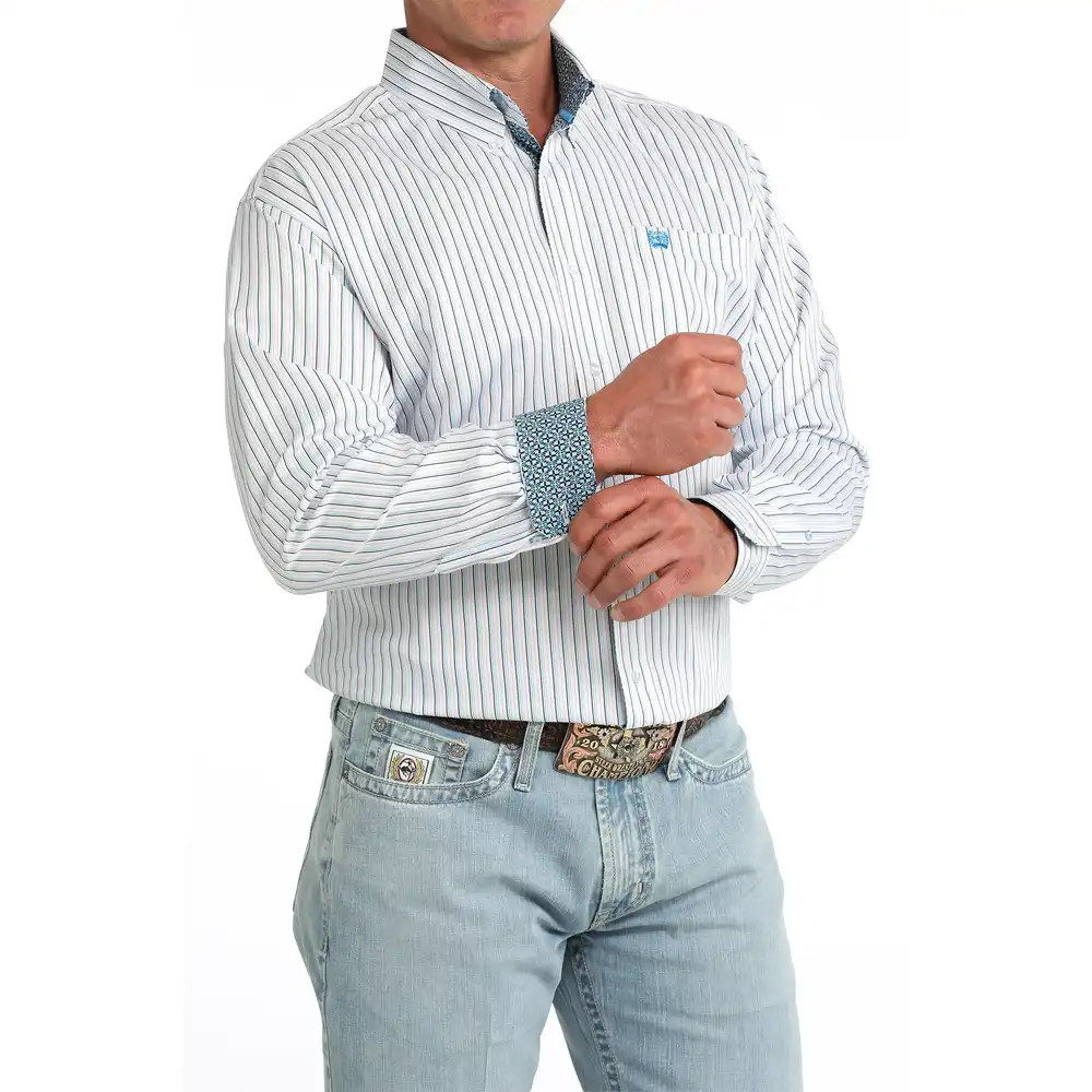 cinch men's shirt white stripe