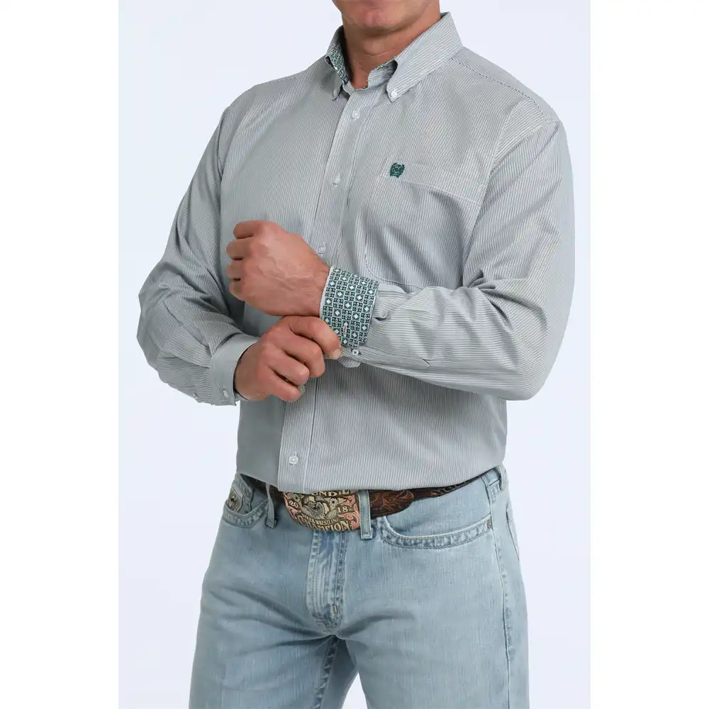 cinch men's long sleeve shirt green