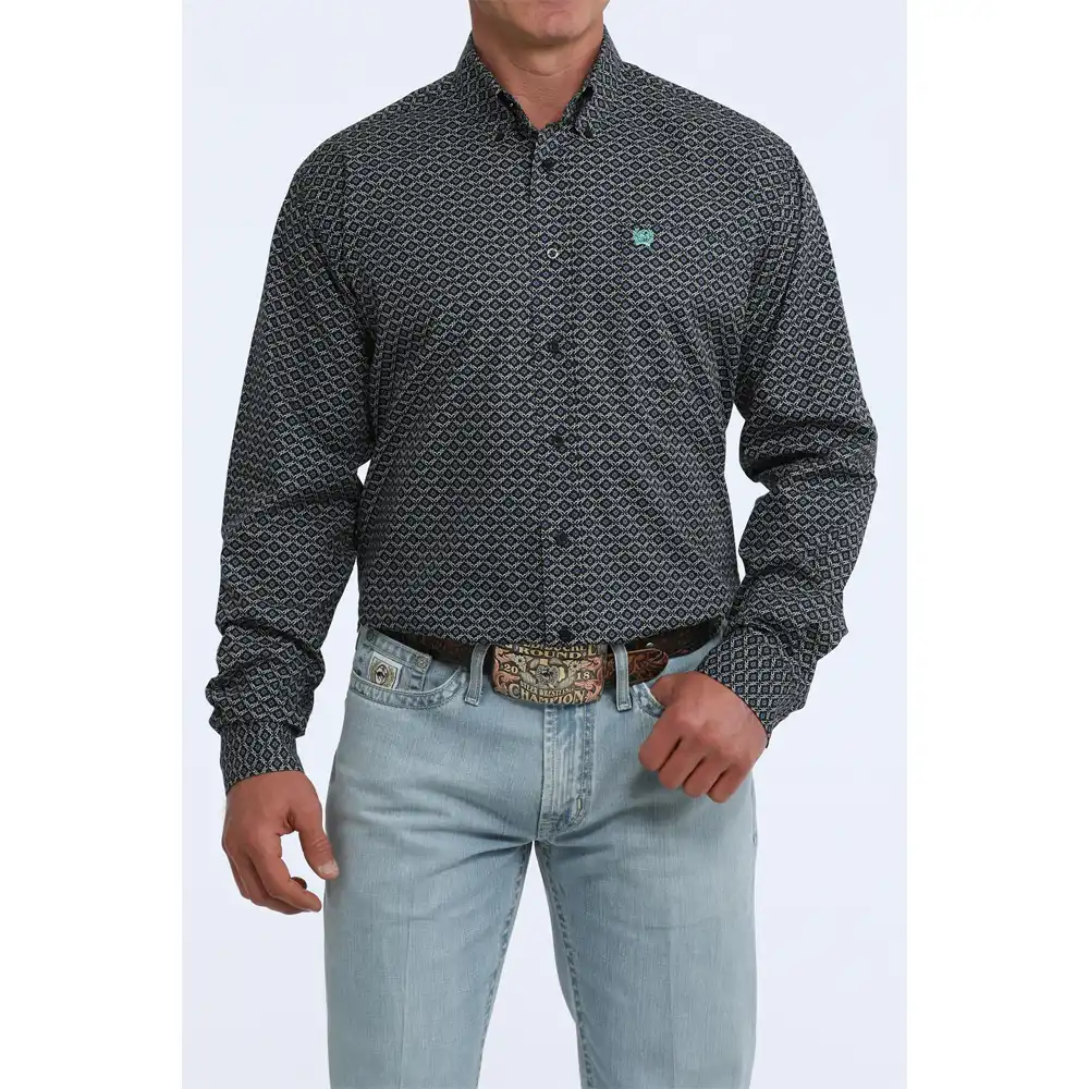 cinch men's long sleeve shirt black