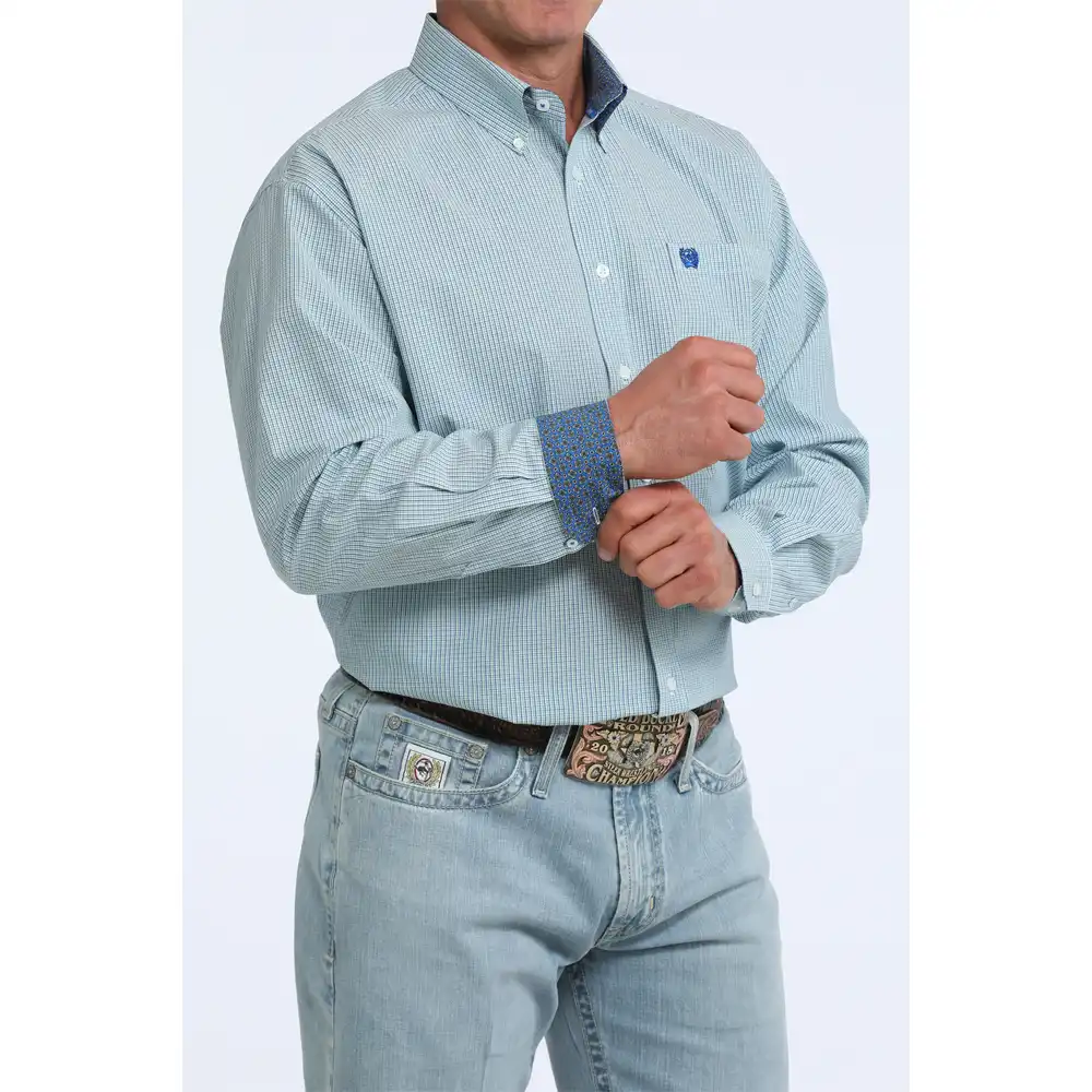 cinch men's long sleeve shirt blue