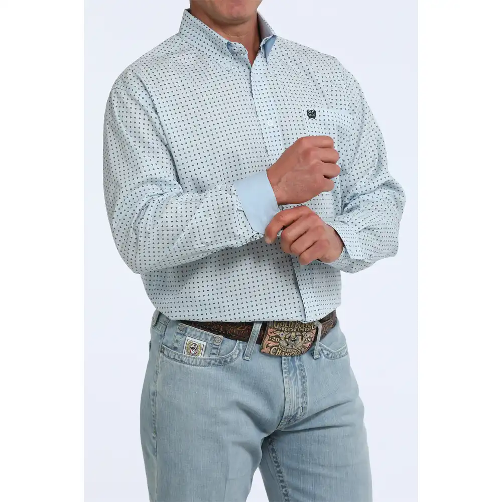 cinch men's long sleeve shirt blue