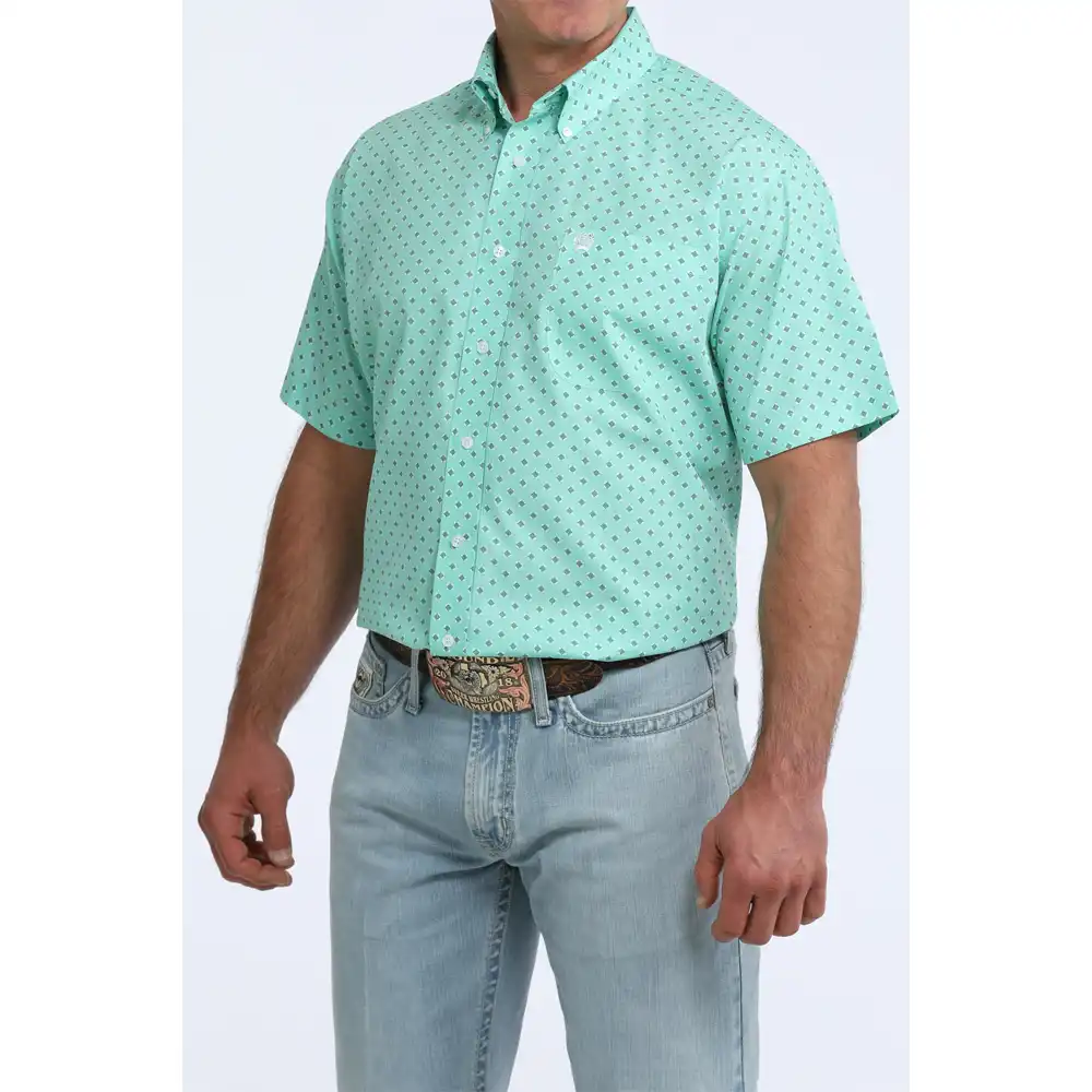 cinch men's short sleeve shirt turquoise