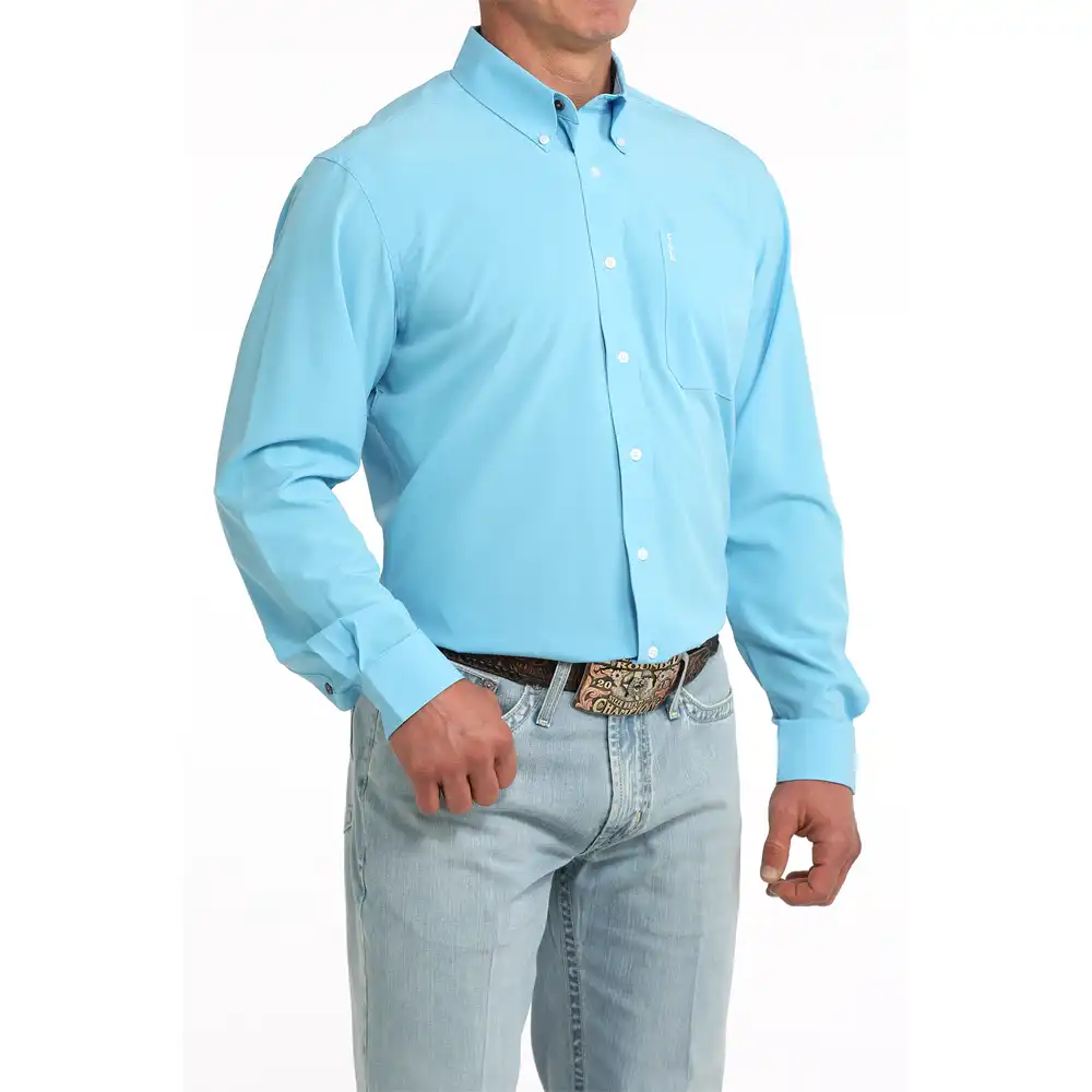 cinch men's long sleeve shirt blue