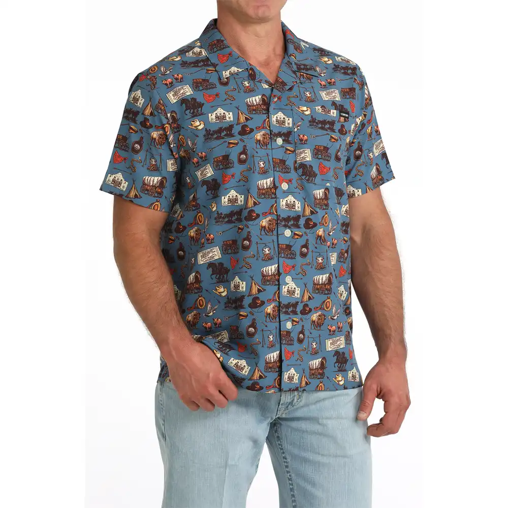 cinch men's short sleeve shirt lonesome dove