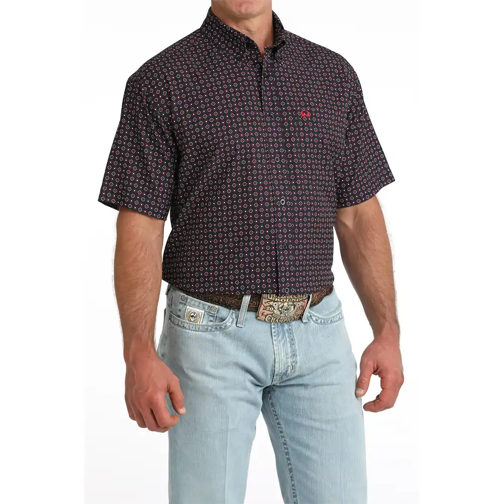 men's short sleeve shirt navy cinch