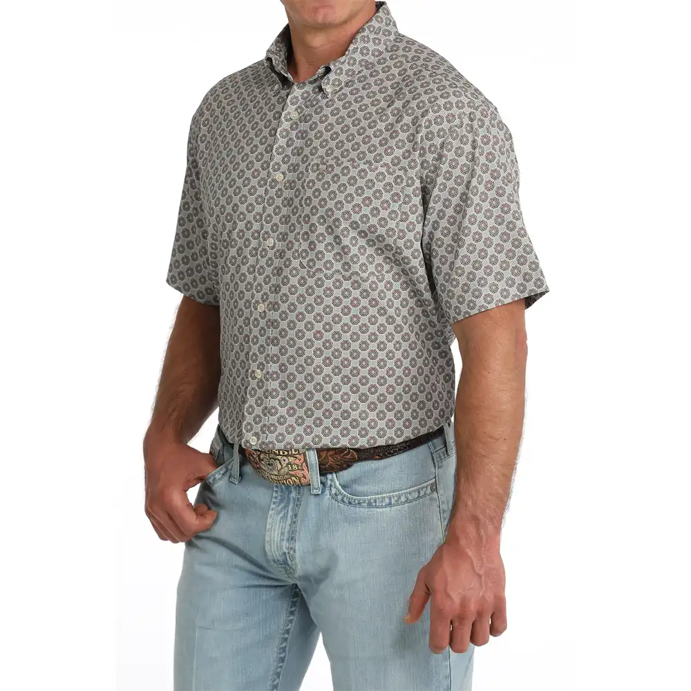 cinch men's short sleeve shirt grey