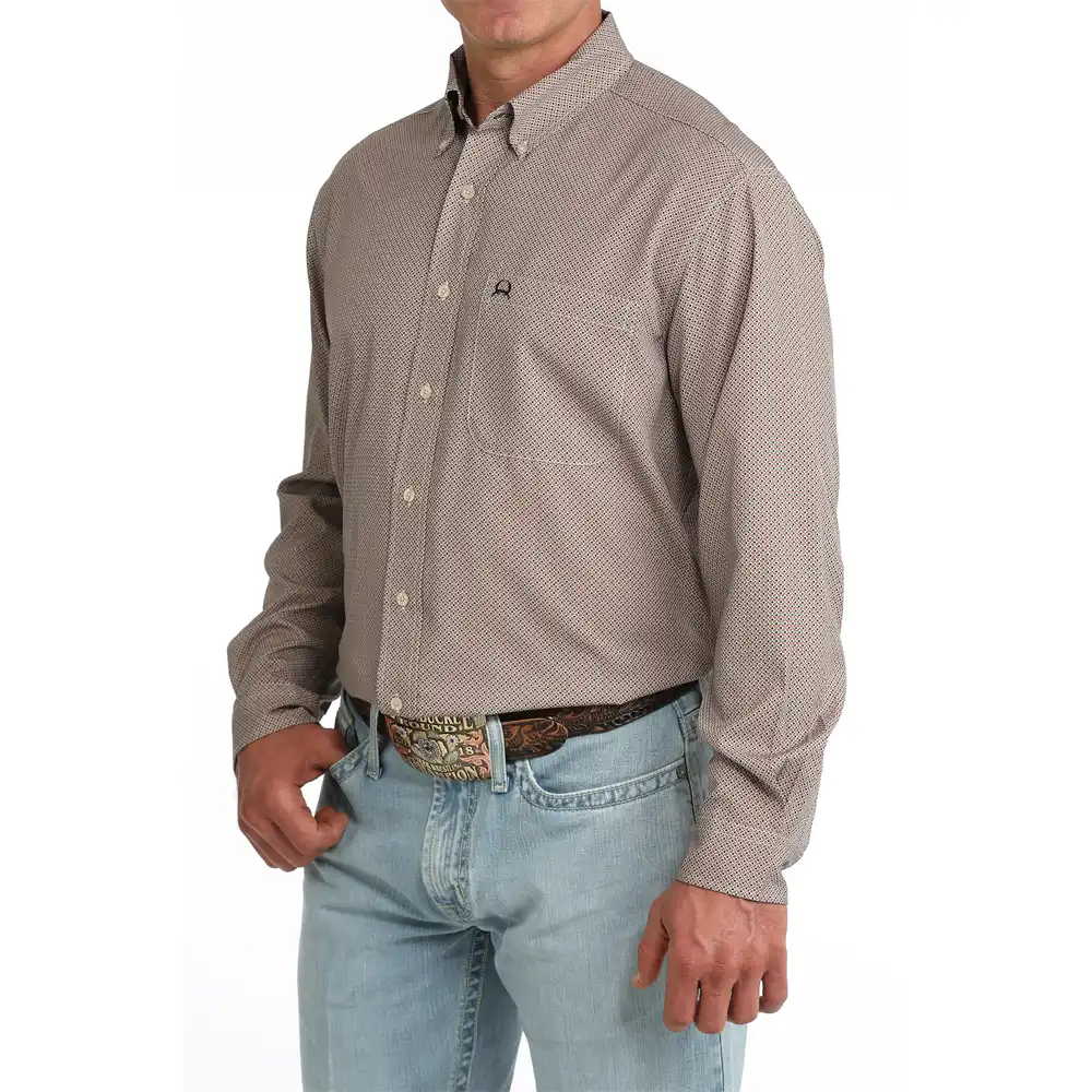 cinch men's long sleeve shirt brown