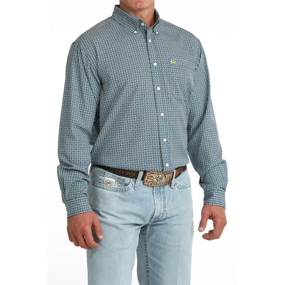 cinch men's long sleeve shirt blue