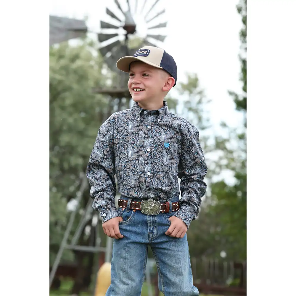 boy's long sleeve shirt paisley
