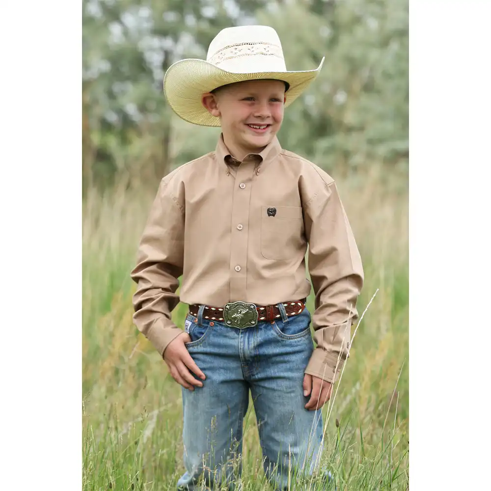 boy's long sleeve shirt khaki