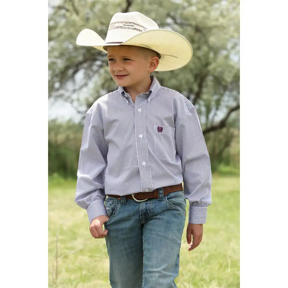 cinch boy's long sleeve shirt white