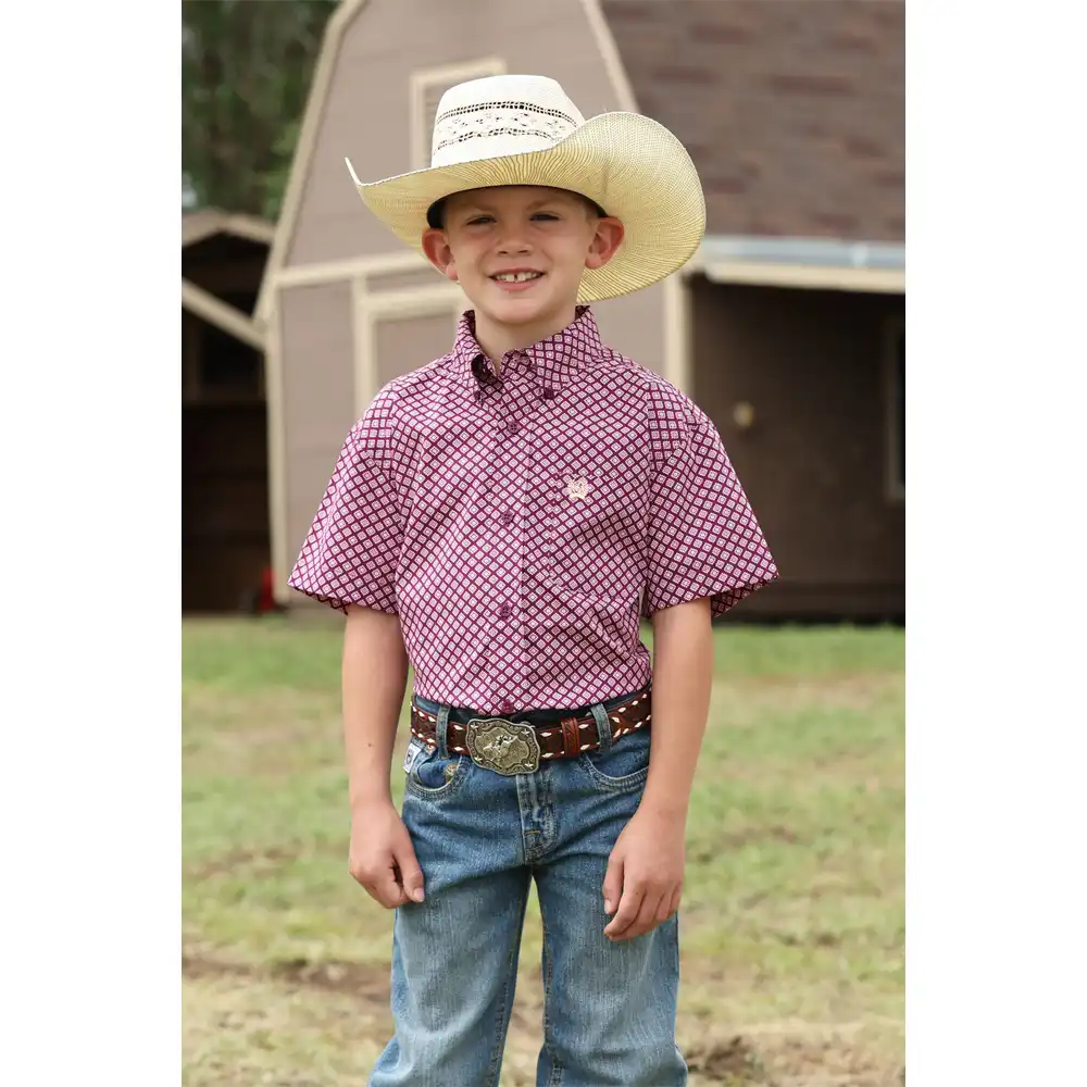 cinch boy's short sleeve shirt purple