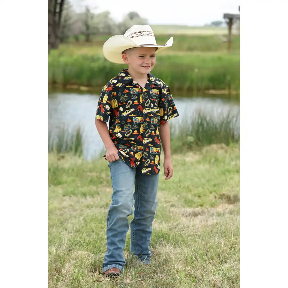 cinch boy's short sleeve shirt 8 seconds