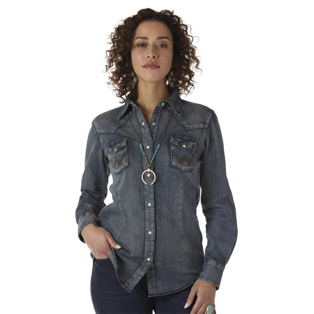 wrangler women's denim shirt