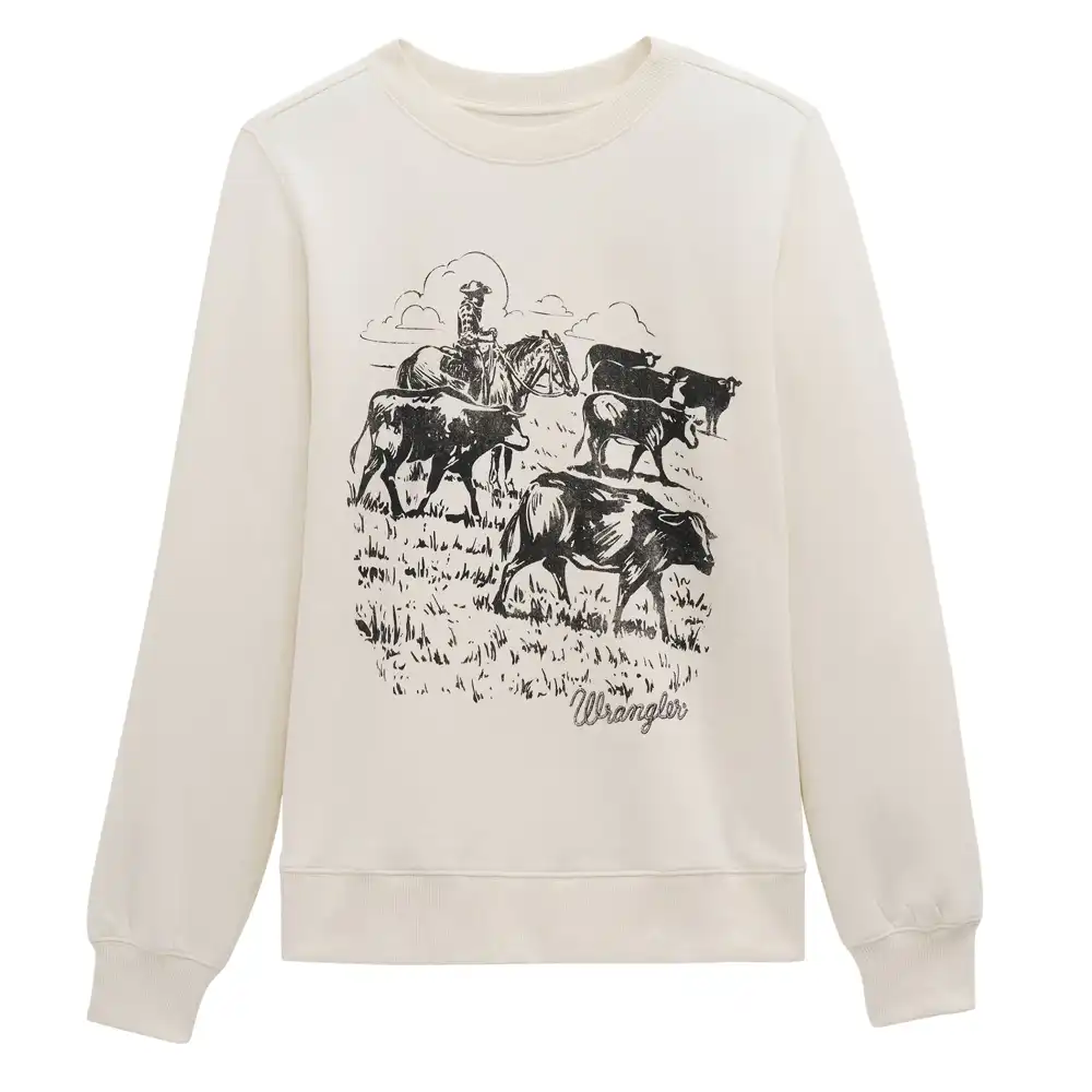 women's cattle drive graphic fleece reg pullover
