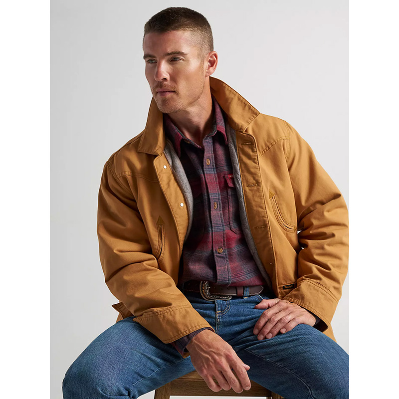 Men's Western Lined Canvas Barn Coat in Brown Sugar
