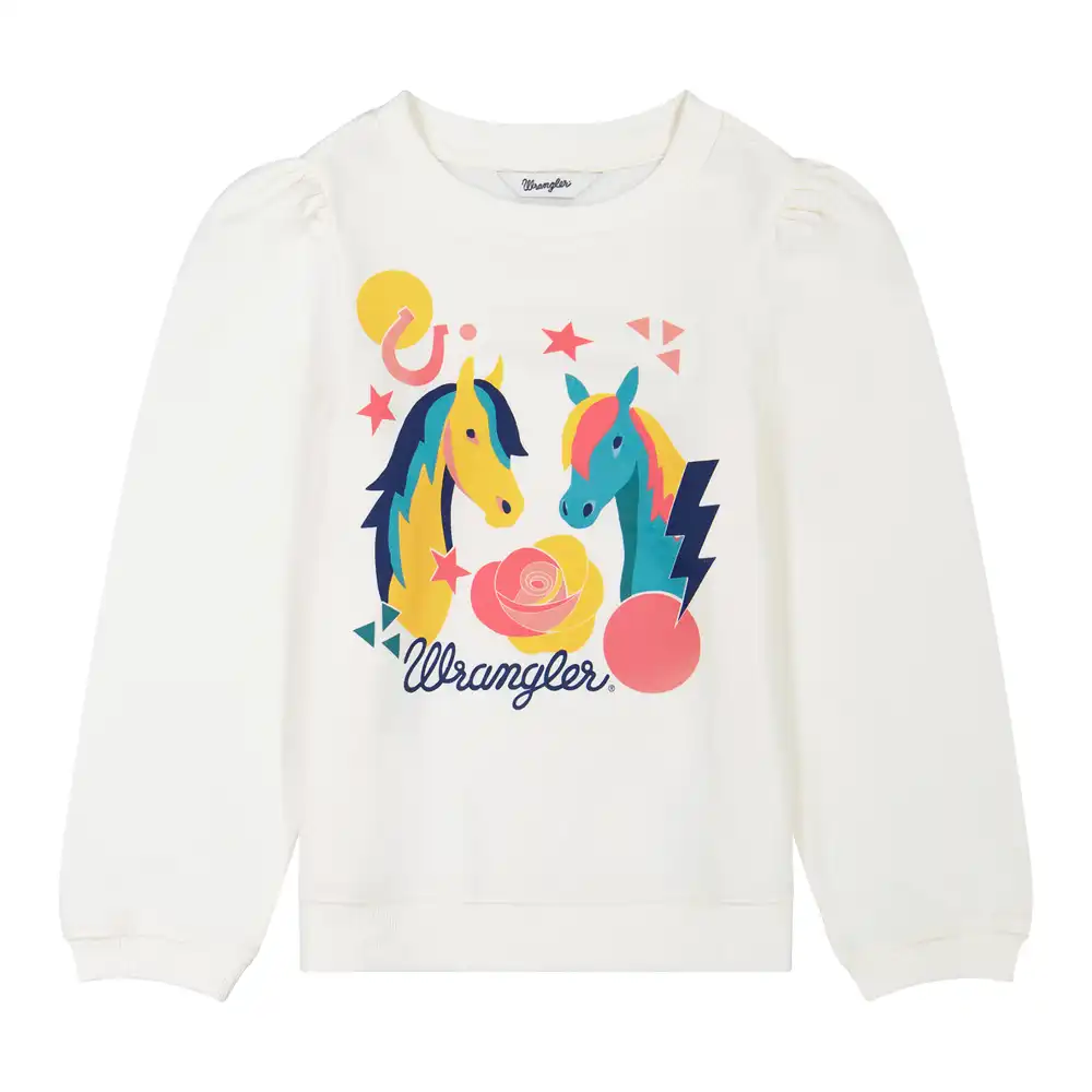 girl's puff sleeve graphic fleece sweatshirt