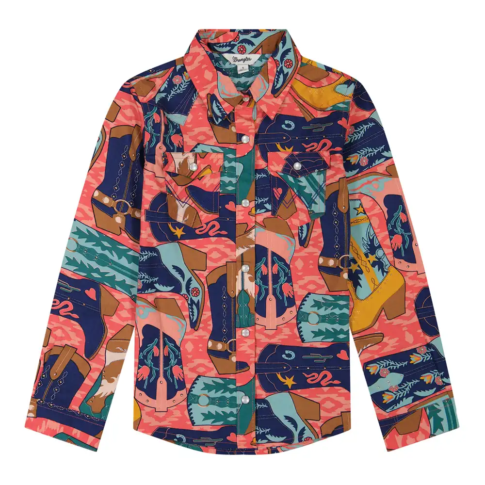 girl's bold print western snap shirt