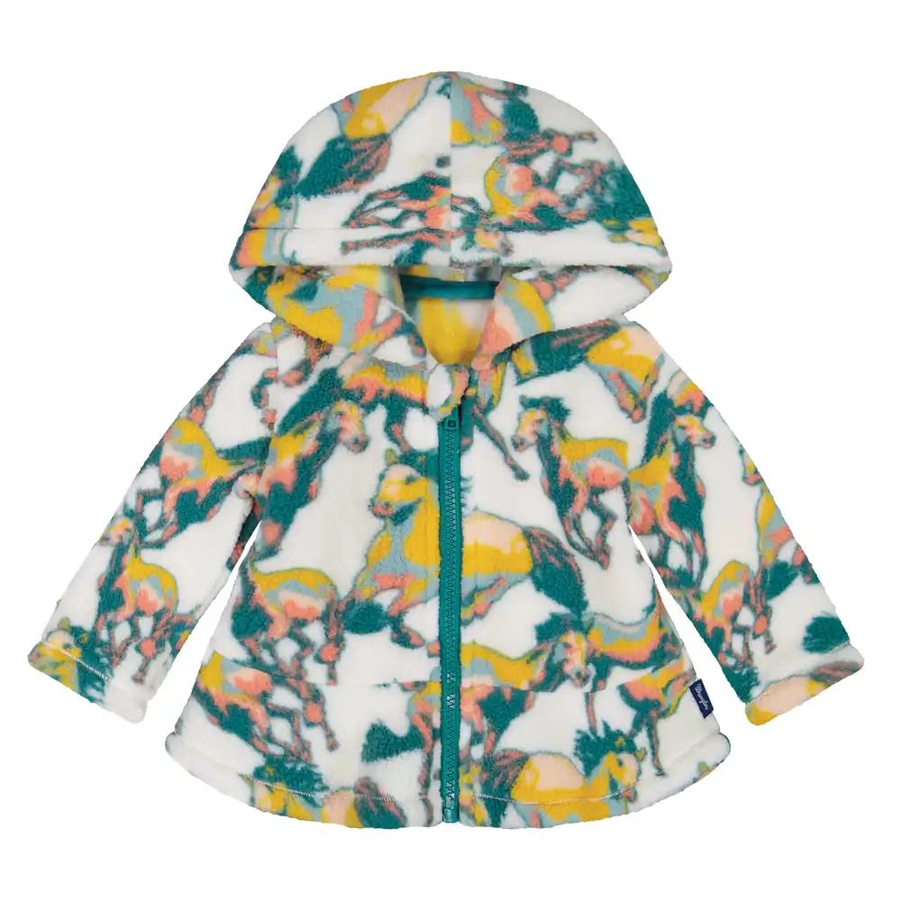 little girl's sherpa full zip ruffle hem hoodie