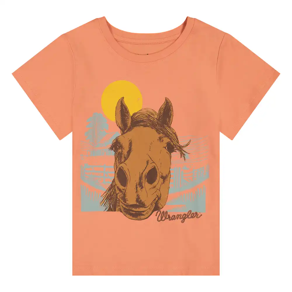 wrangler girl's horse tee pink