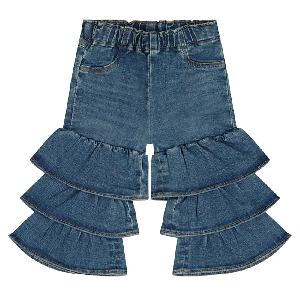 little girl's tiered flare jean