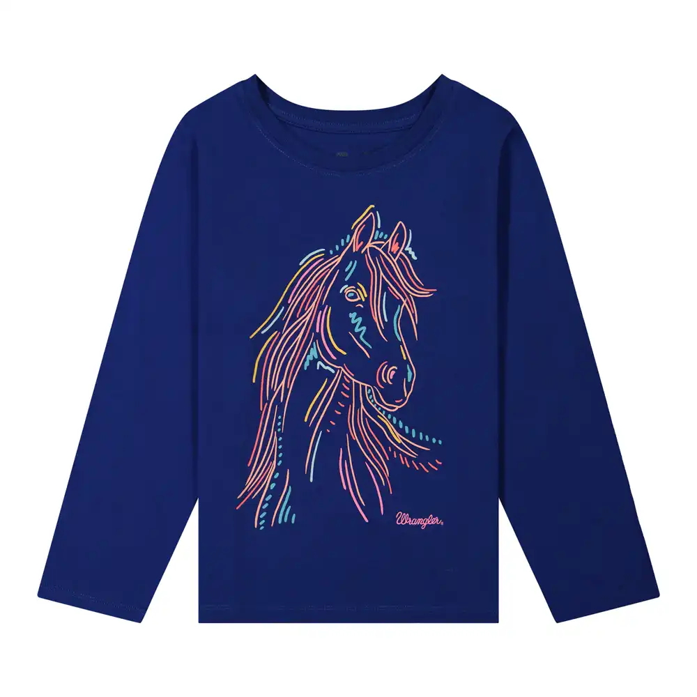 girl's long sleeve pastel horse graphic t-shirt