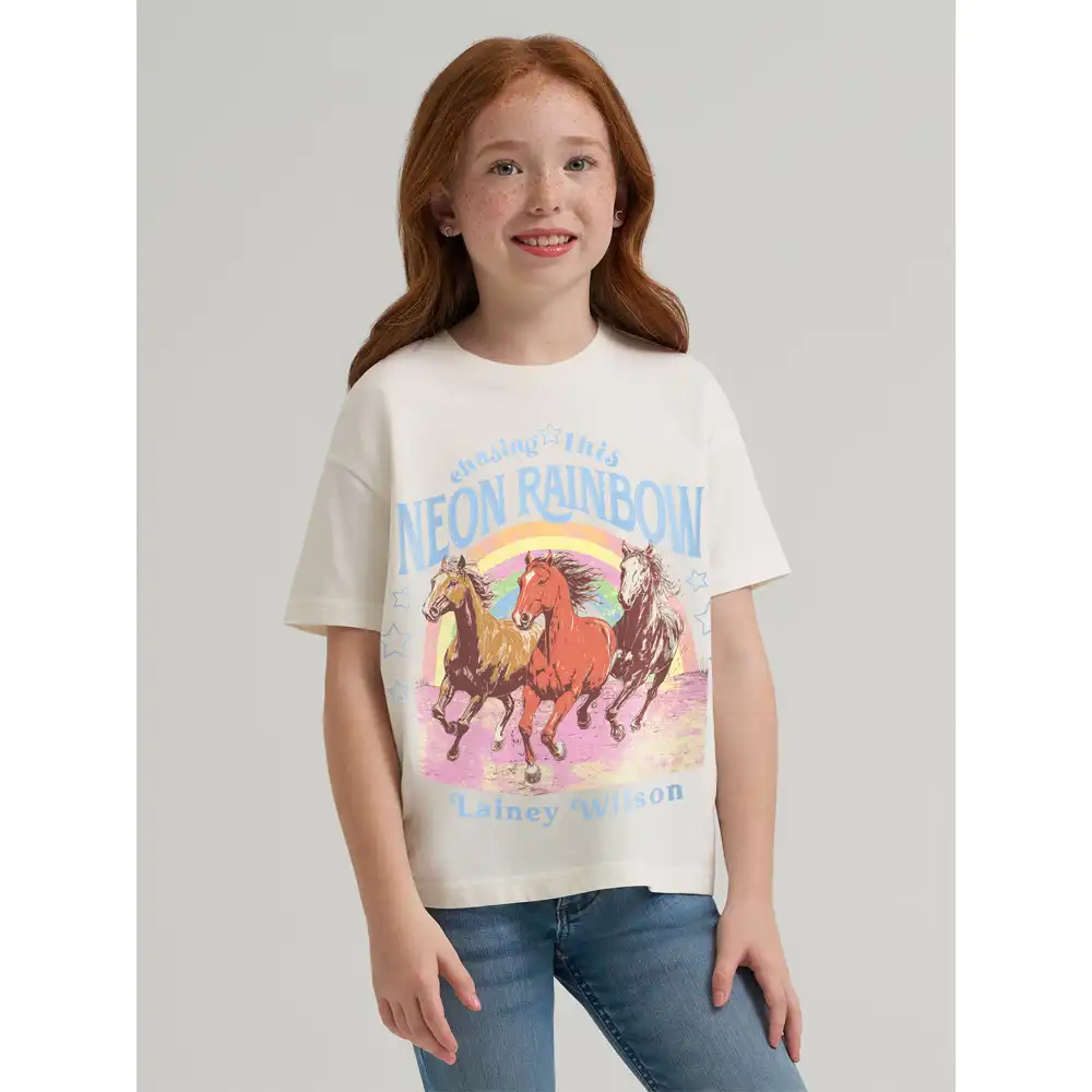girl's lainey wilson x wrangler neon rainbow tee