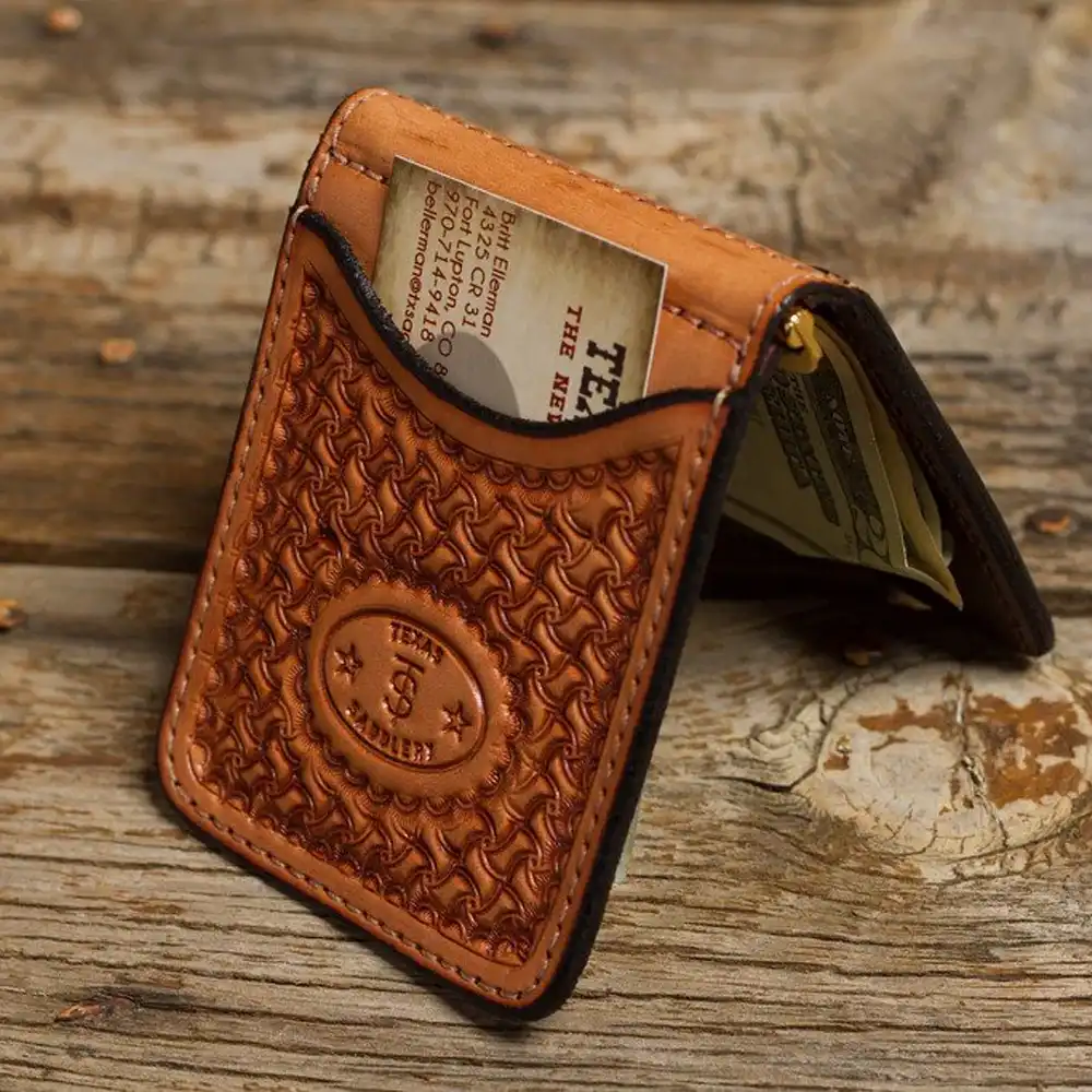 saddle tan spider money clip