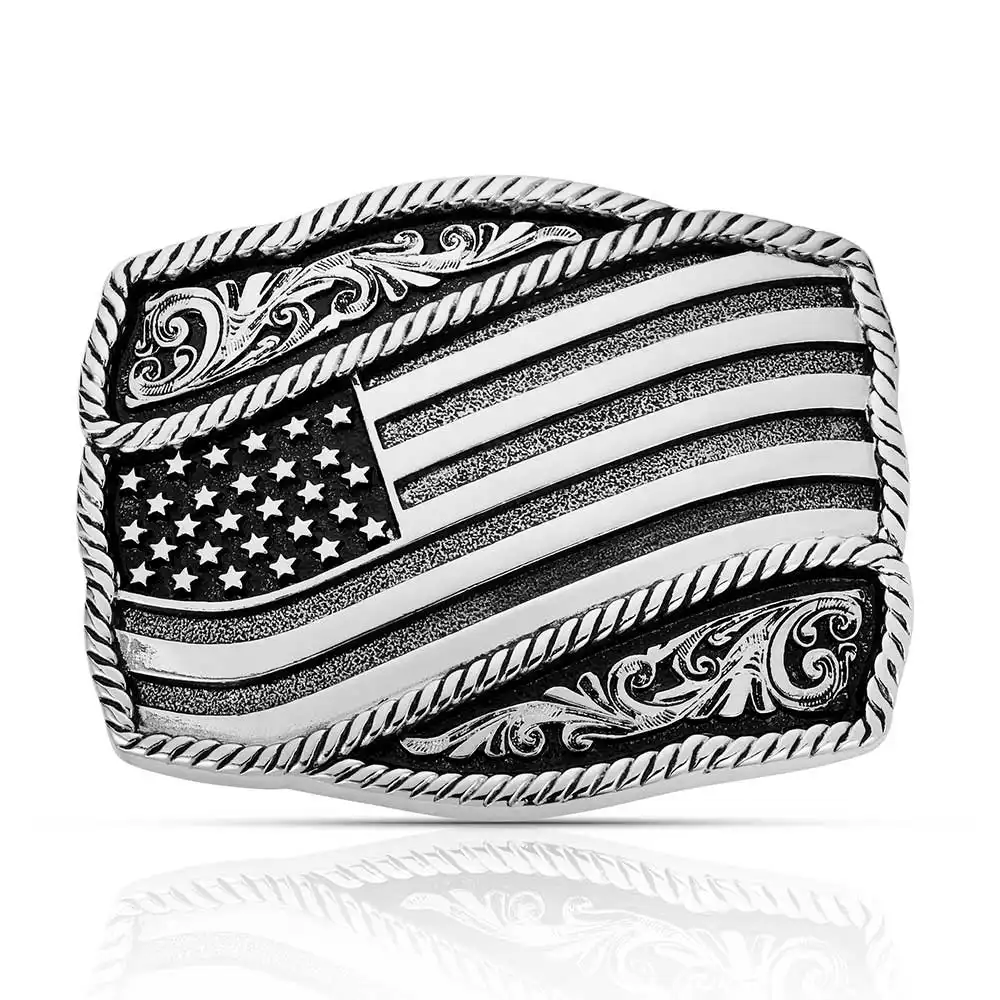 Montana Silversmiths flag belt buckle