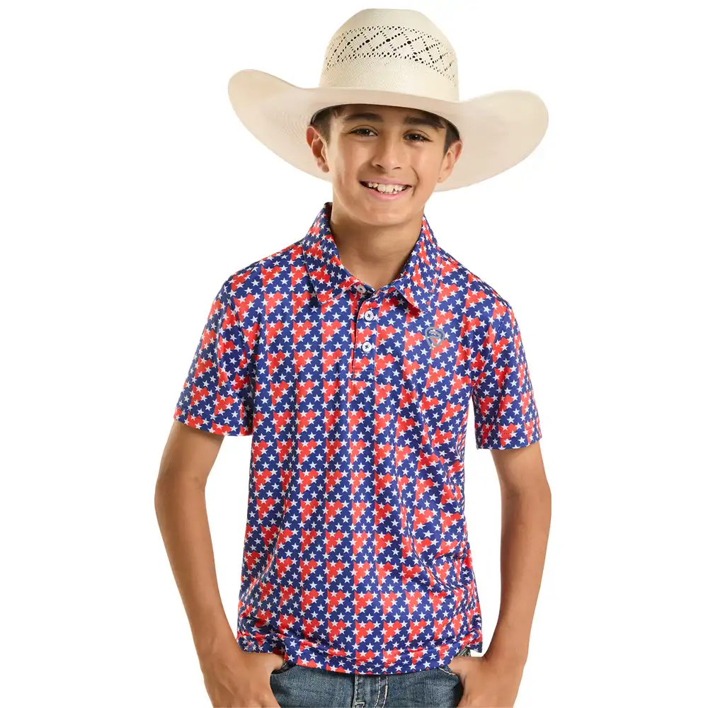 rock & roll denim boy's polo shirt
