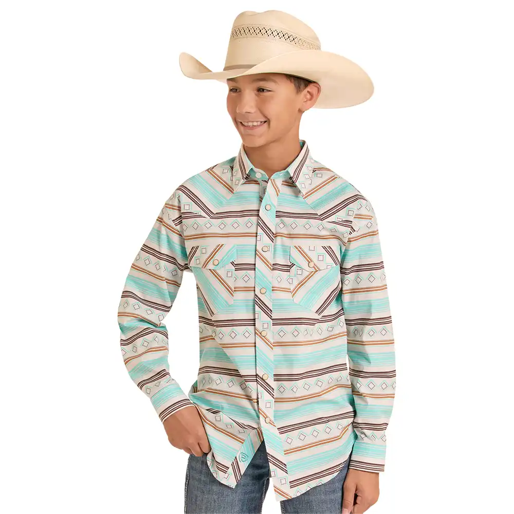 rock n roll denim boy's long sleeve shirt