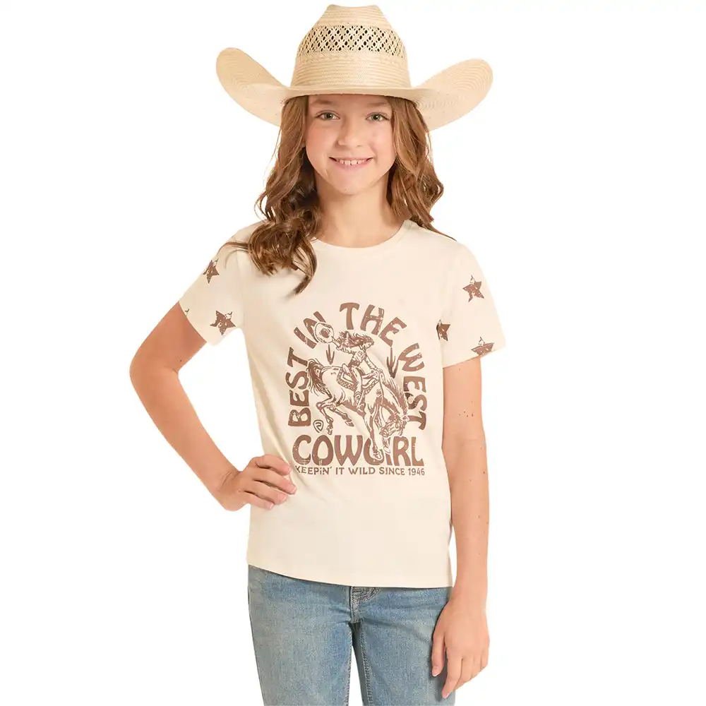 rock n roll denim girl's graphic tee natural