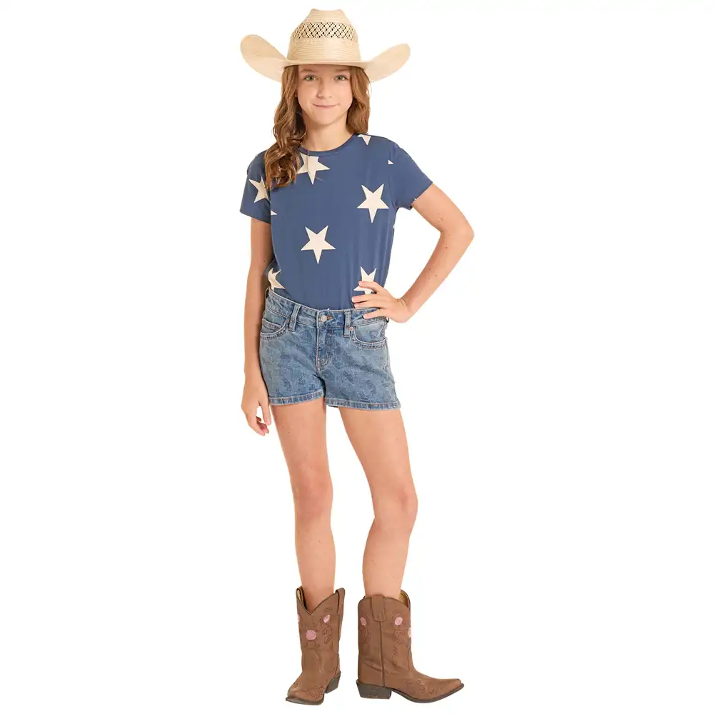 rock n roll denim girl's indigo shorts