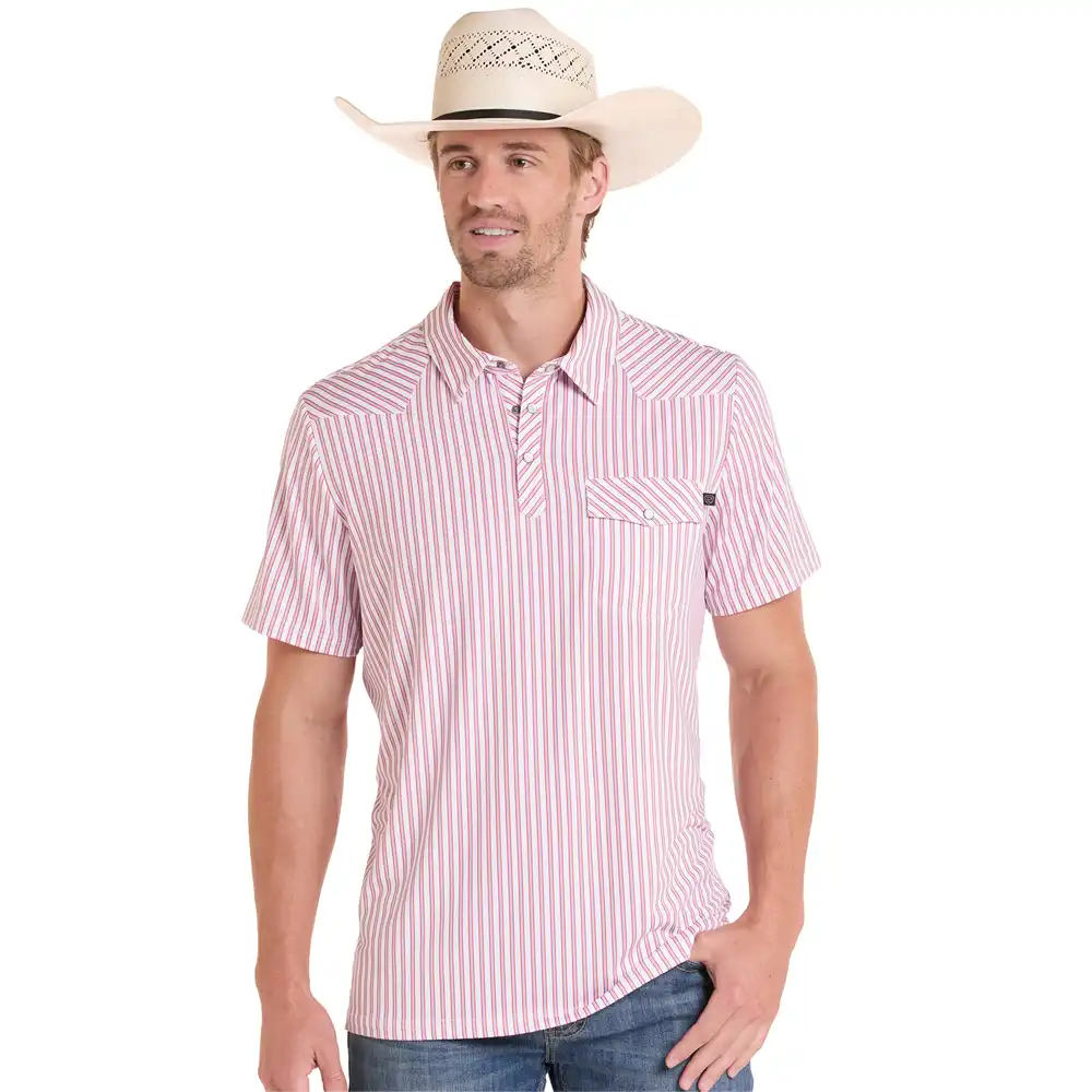 rock n roll denim men's polo