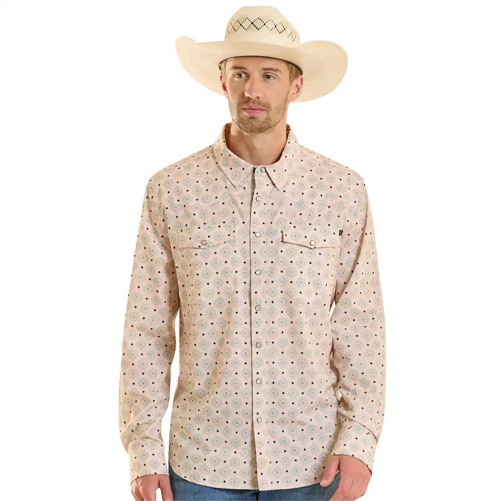 rock n roll denim men's long sleeve shirt natural