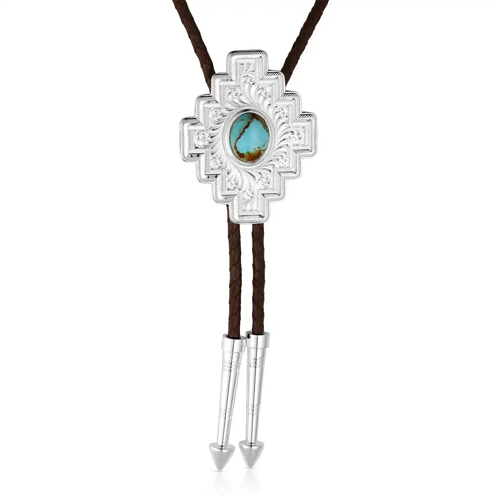 Montana Silversmiths santa fe turquoise bolo tie