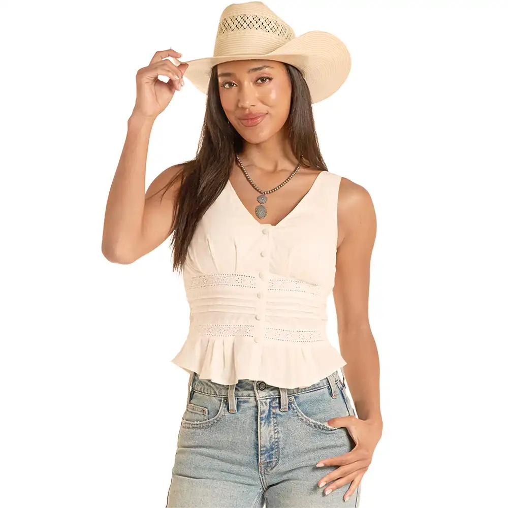 rock n roll denim women's tank natural