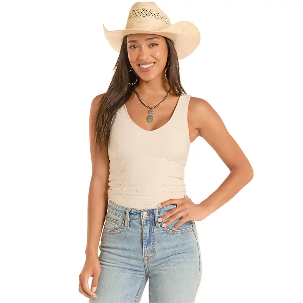 rock n roll denim women's tank natural