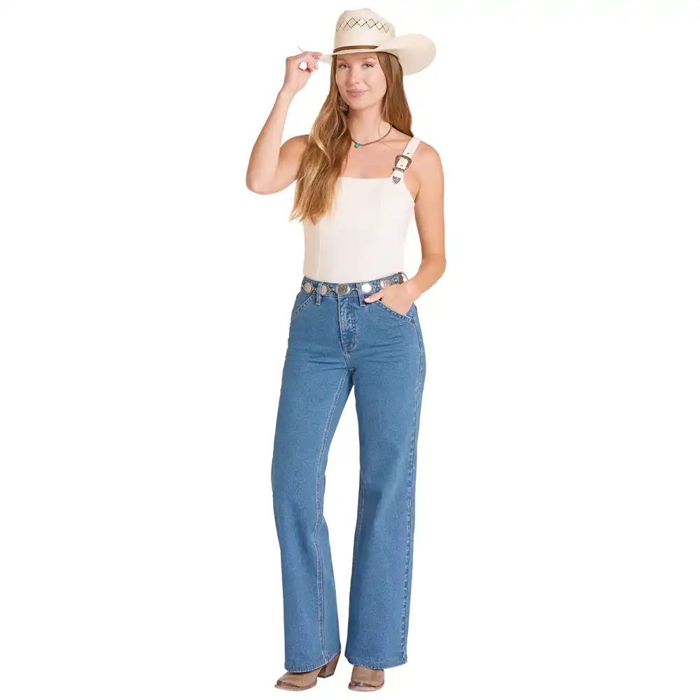 rock & roll denim women's wide leg jeans