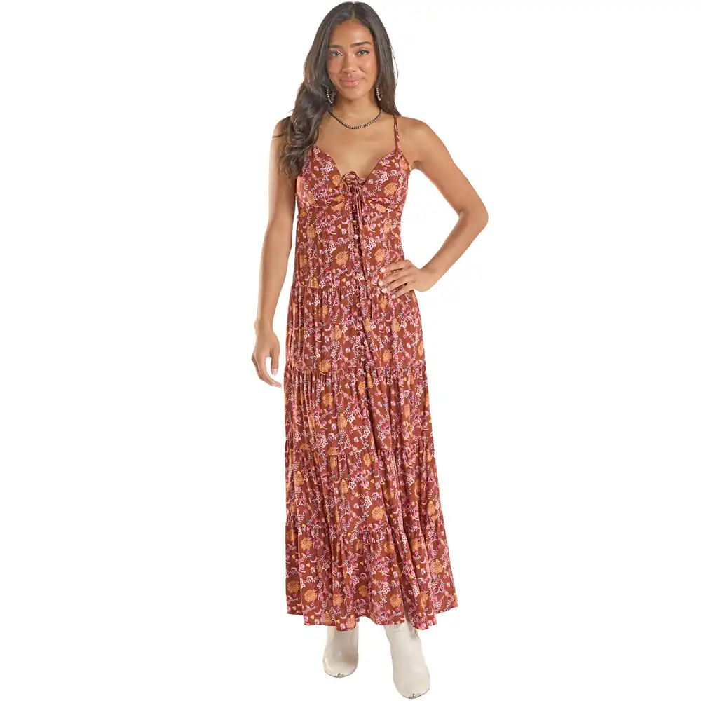 rock n roll denim women's maxi dress